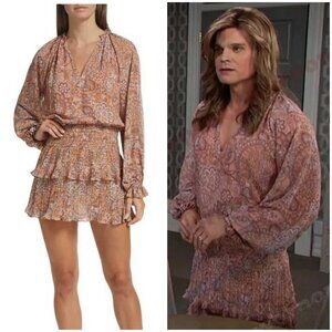 💕RAMY BROOK💕 Barron Paisley Mini Dress ~ Rose Quartz Combo Small S NWOT